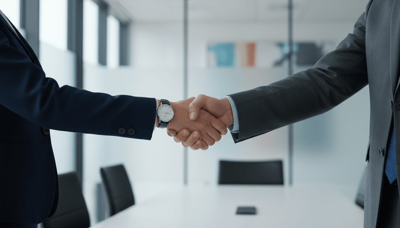 Business partnership handshake